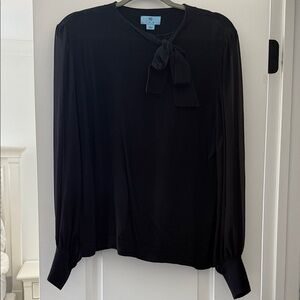 CeCe Black Blouse with Bow Detail
